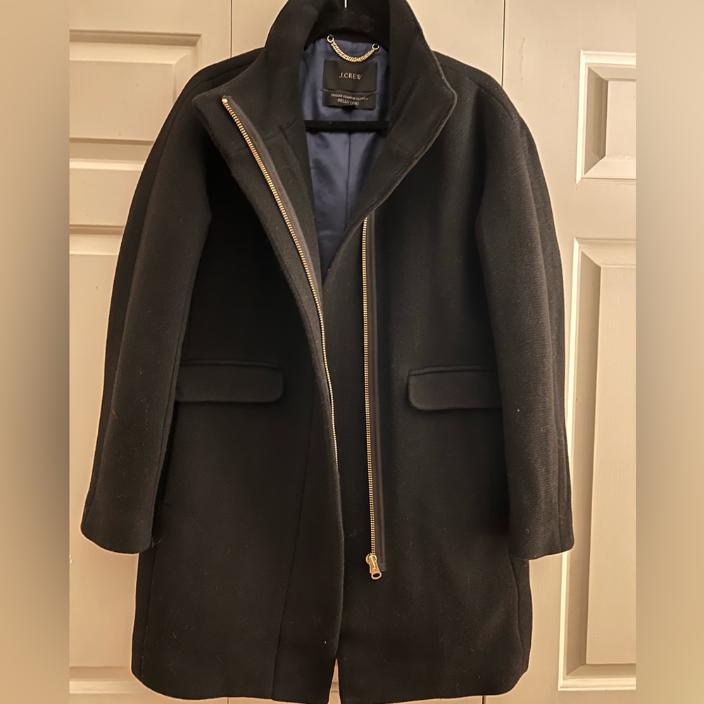 J. Crew new cocoon coat in Italian stadium-cloth - Black - size 6